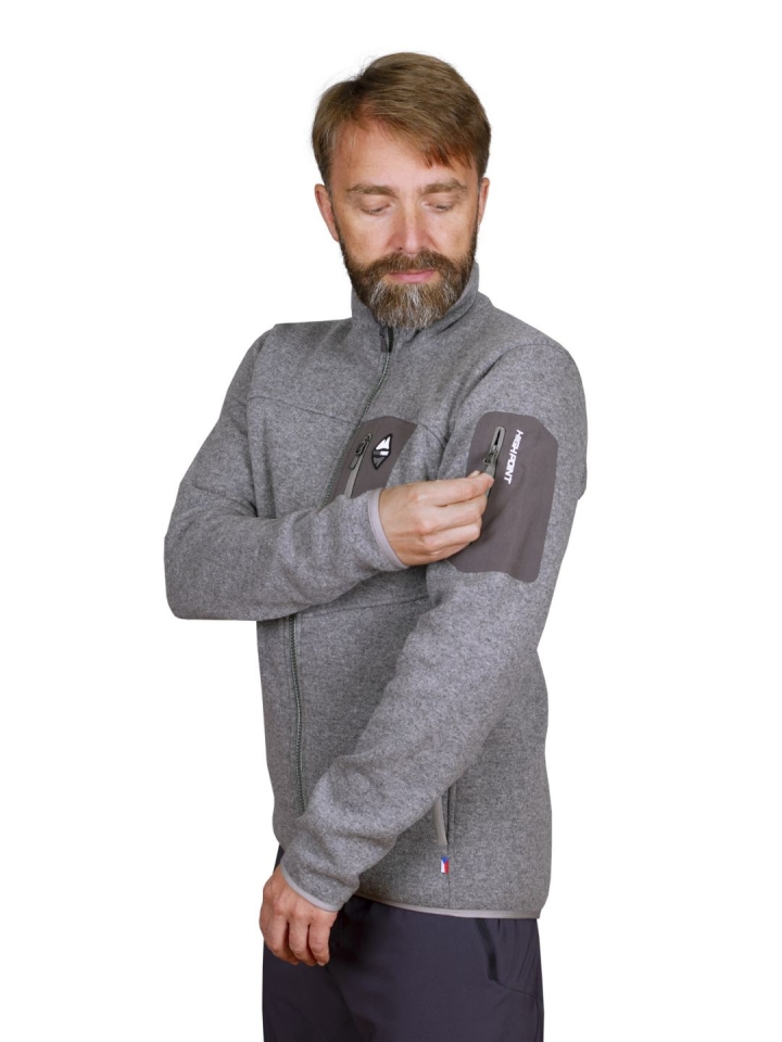 Skywool 5.0 sweater grey - detail kapsa rukáv