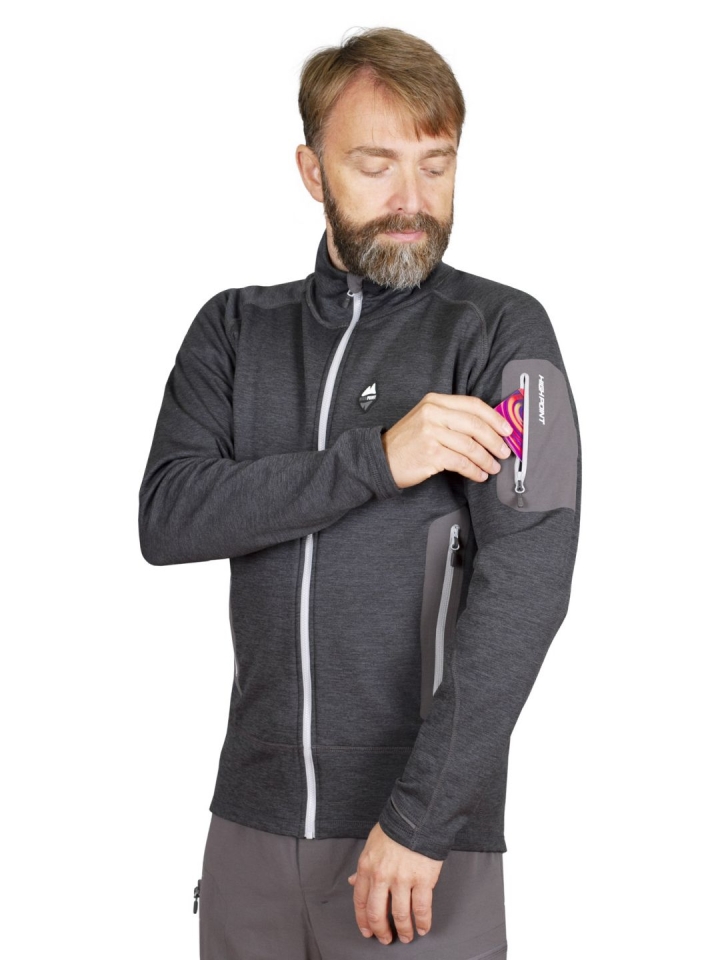 Woolion 2.0 Merino Sweatshirt antracit - kapsa na levém rukávu