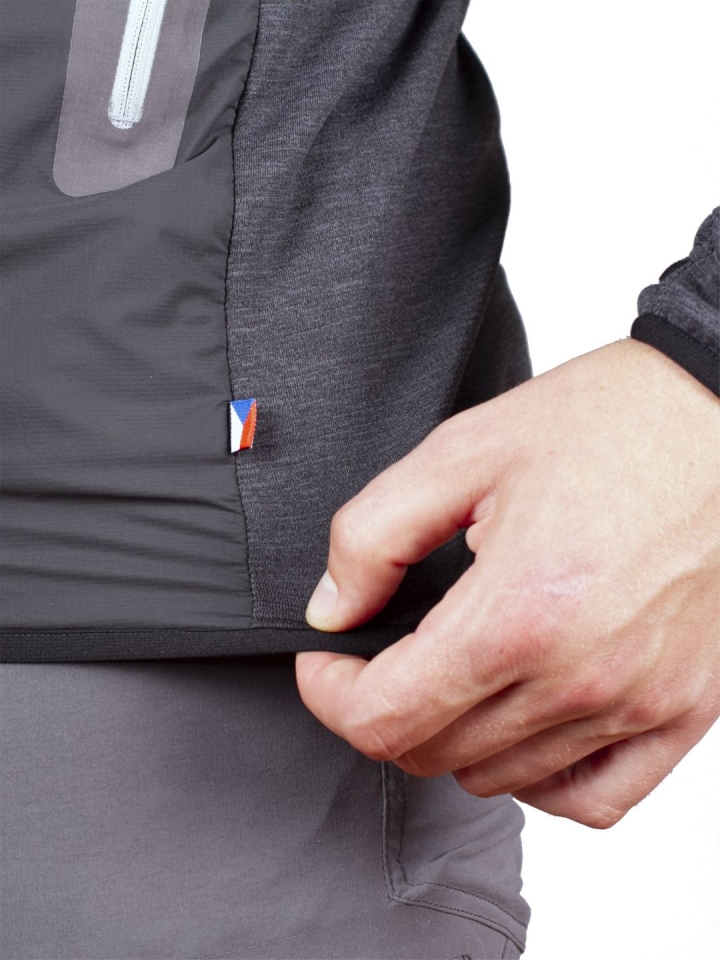 Merino Alpha Hoody Jacket black/antarcit - zakončení pruženkou