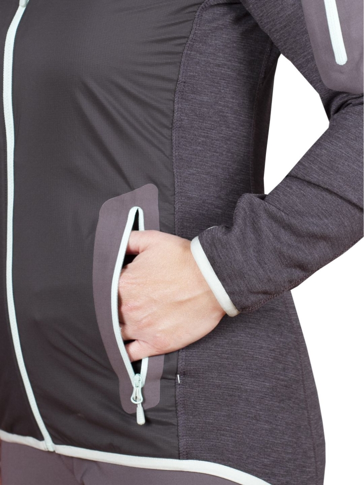   Merino Alpha Lady Hoody Jacket black/antracit - detail spodní kapsa