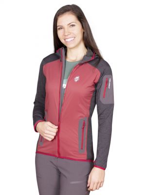   Merino Alpha Lady Hoody Jacket brick red/antracit - pohled z předu