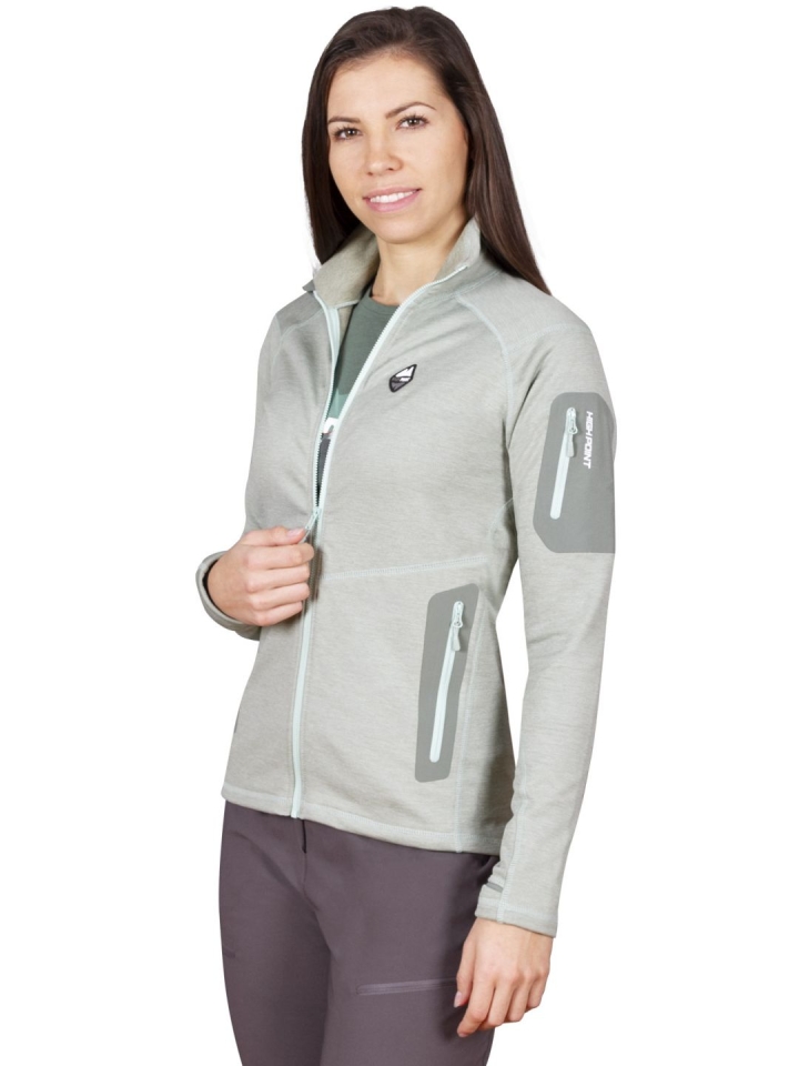 Woolion 2.0 Merino Lady Sweatshirt silt green - modelka přední pohled.jpg