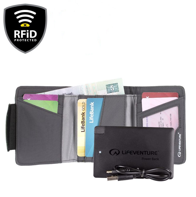 Lifeventure RFID Charger Wallet Recycled grey