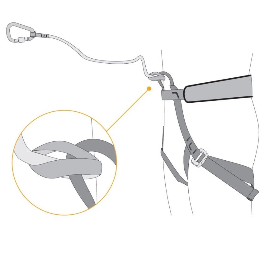 Bungee Single - připojení k úvazku pomocí liščí smyčky